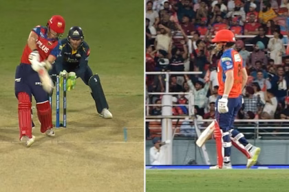 कूपर कोनोली फलंदाजी करताना, जोरदार फटका मारत चेंडू हवेत उंच जाताना दिसत आहे.